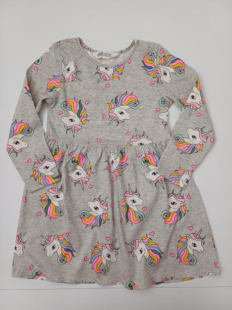 Šaty jednorožci - dlhý rukáv, h&m,98