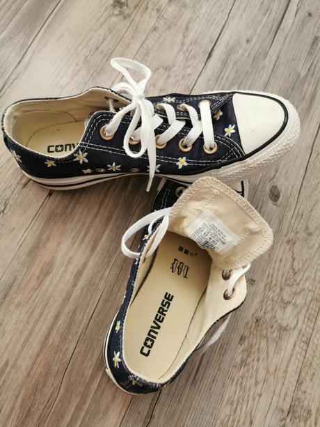 Tmavomodré plátenky s kvetmi converse, converse,36