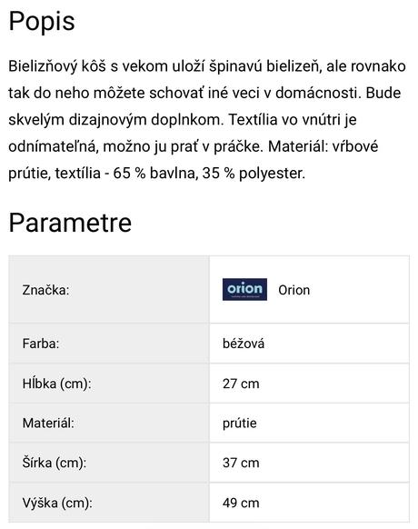 Prútený kôš ma prádlo orion,