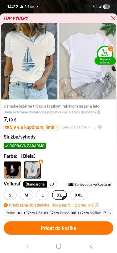 2x dámske tričko v. xl, xl