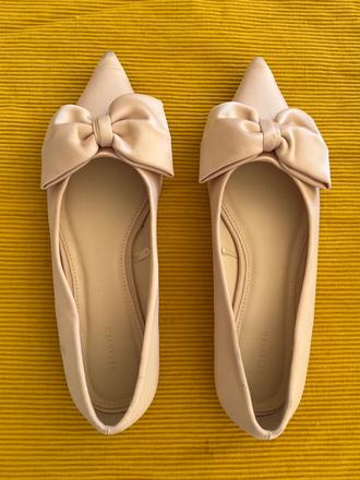 Krémové baleríny s mašľami reserved, 38, reserved,38