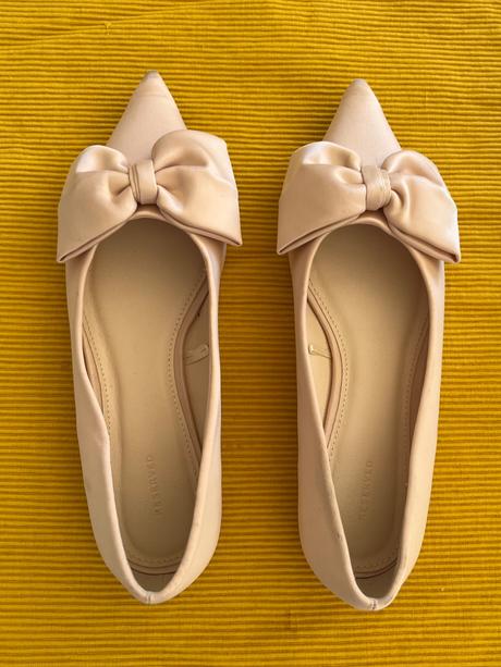 Krémové baleríny s mašľami reserved, 38, reserved,38