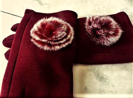 Luxusné zateplené rukavice s kožušinkou, l