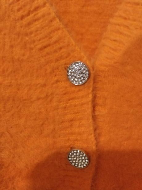 Elegantný, moherový, svetrík  oranžový, m