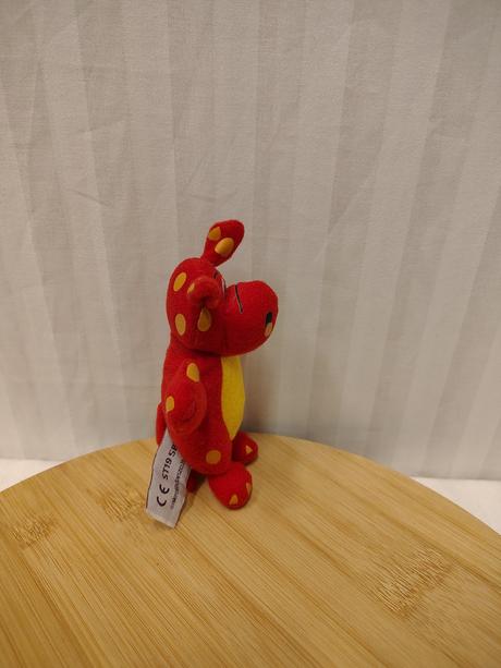 Retro plyšový červeno-žltý drak, danzo, 14 cm, 