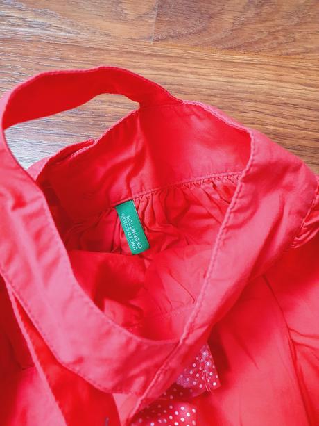 B964 šatičky, červené, mašlička, benetton,80