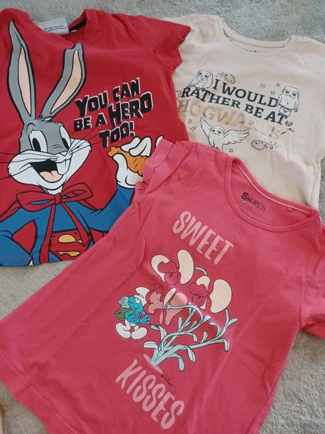 Tričko kratky rukáv 110/116 3ks cena spolu 2,50, lupilu,116