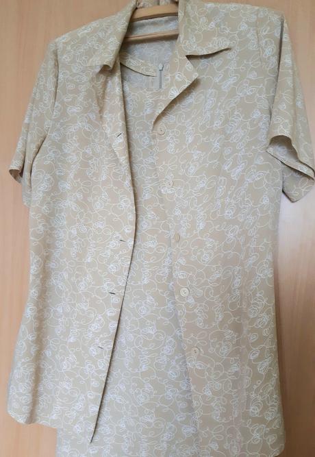 Elegantný kostým, šaty + blúzka, 42