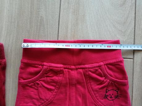 Tepláky červené velúrové a s mačičkou, dopodopo,92