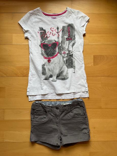 Sive sortky + biele tricko zdarma, vertbaudet,134
