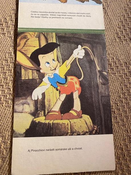 Retro staré leporelo pinocchio walt disney 1990, 