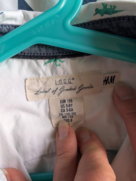 Biela košeľa s dinosaurami 116, h&m,116