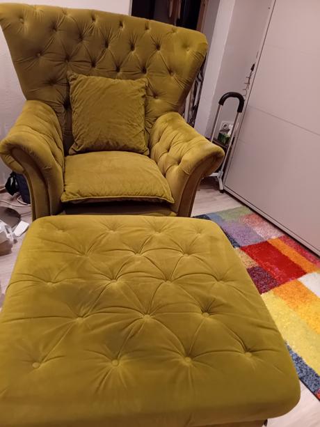 Sofa luxusné kreslo s taburetkou 80x80, 