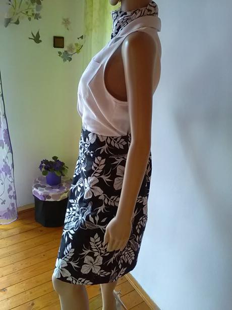 Čiernobiely set - sukňa, blúzka, šatka, h&m,m