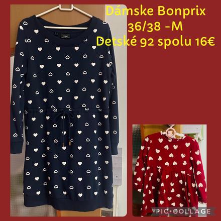 Šaty mama a dcéra so srdiečkami velkost 36/38 a 92, 92