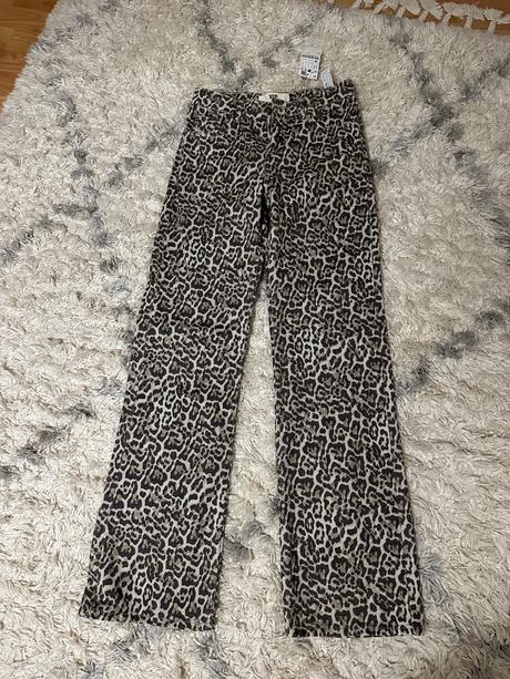 Rovne rifle leopardi vzor, stradivarius,xs