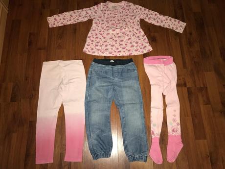 Dievčenský balík - tričko, legíny, rifle, pančušky, 104–116