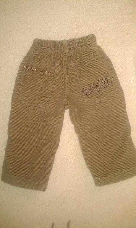 Zateplené menchestrové nohavice, pár x oblečené, 86