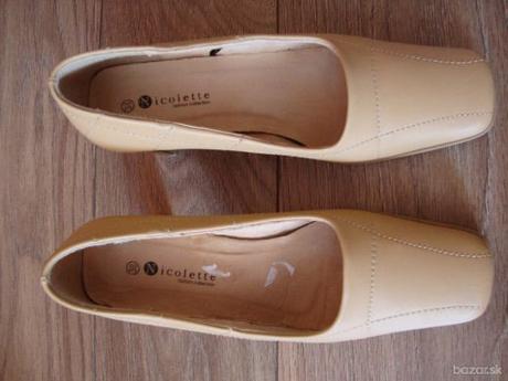 Béžové lodičky pevný podpätok 1x použité, 38