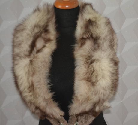 Polárna líška, golier + čiapka,