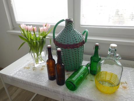 Sklo opletené / čisté fľaše zelené, hnedé,, 