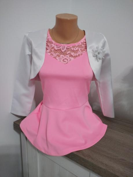 Bolerko 140/146 snehobiele, neonovy top xs, s,