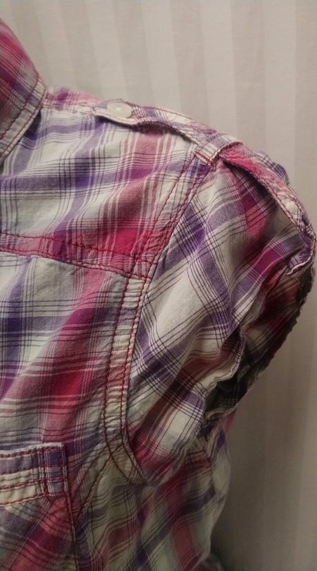 Dámska károvaná ružovo fialová blúzka, piaza, m, m