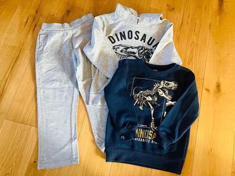 2x mikina s dinosaurom + tepláčky grátis, palomino,110