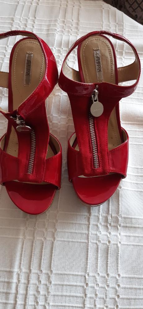 Červene kožené sandále geox veľ .37/38, geox,37