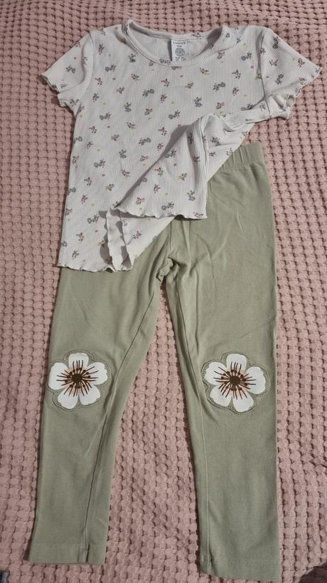 Kvetinový set lindex 98 tričko leginy, lindex,98
