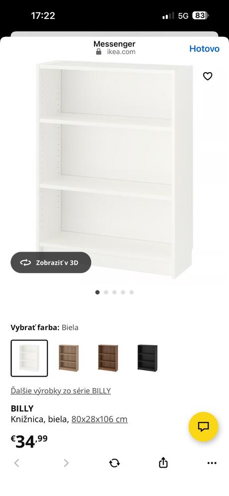 Knižnica billy, biela, 80x28x106 cm, zn ikea,