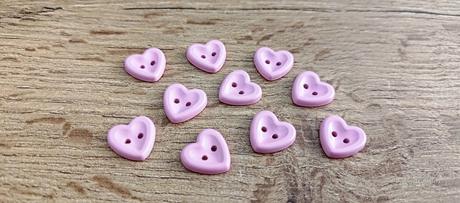 Gombík srdiečko - ružové - 15 mm, 