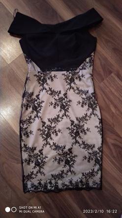 Biznis šaty s čipkou, amisu,36