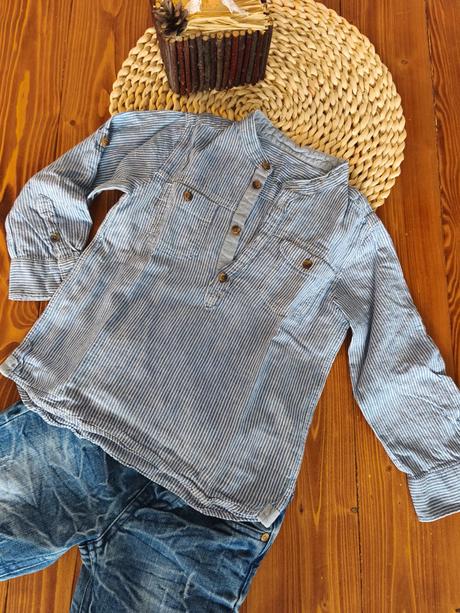 Lanová košela h&m 104-110, bushman,104