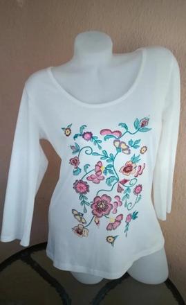 Top, tričko, maslovo-biele, veľkosť l, l