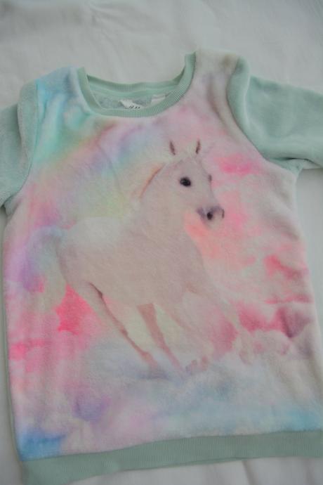 Fleesová mikina s jednorožcom, h&m,122