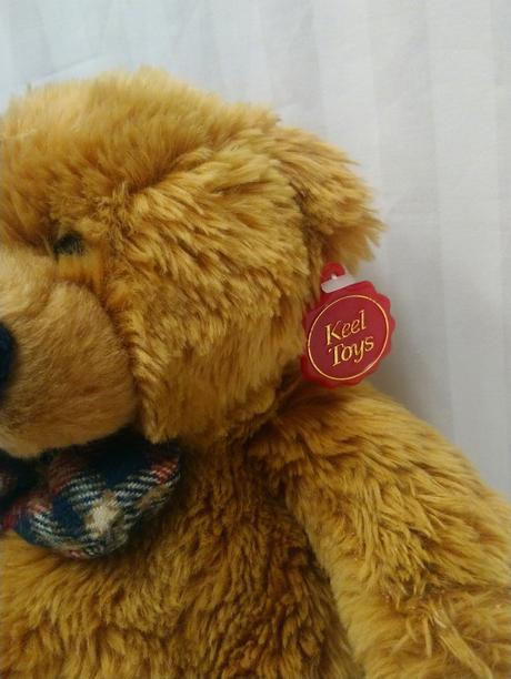 Plyšový hnedý medveď s mašlou, keel toys, 25 cm,
