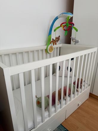 Ikea postieľka biela 120x60, šírka (cm): 60,dĺžka (cm): 120