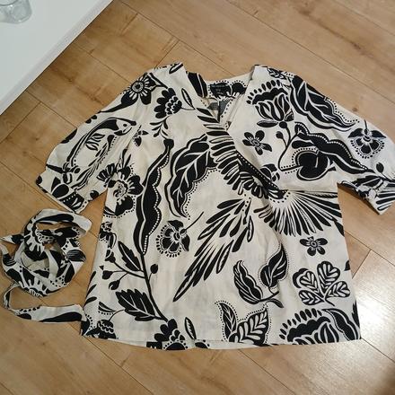 Ľanová blúzka/halenka s opaskom, c&a,46