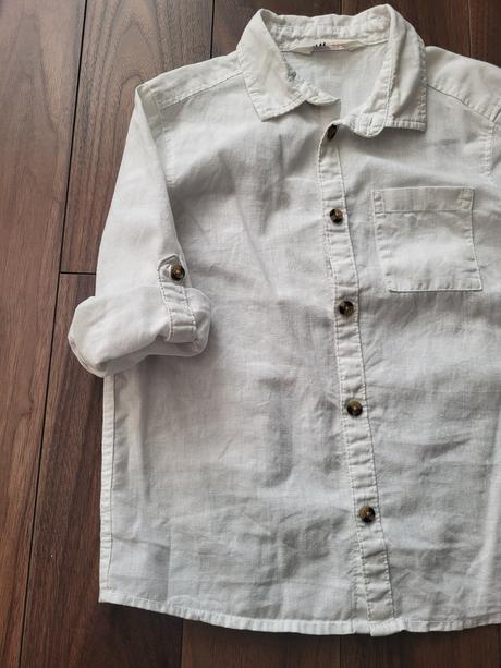 Biela lanová košeľa, h&m,122