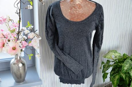 Svetrík s lurexom+naberané rukávy-m, m