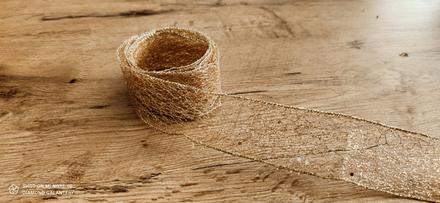 Ozdobná stuha - pavučina 50 mm - zlatá - cena za, 