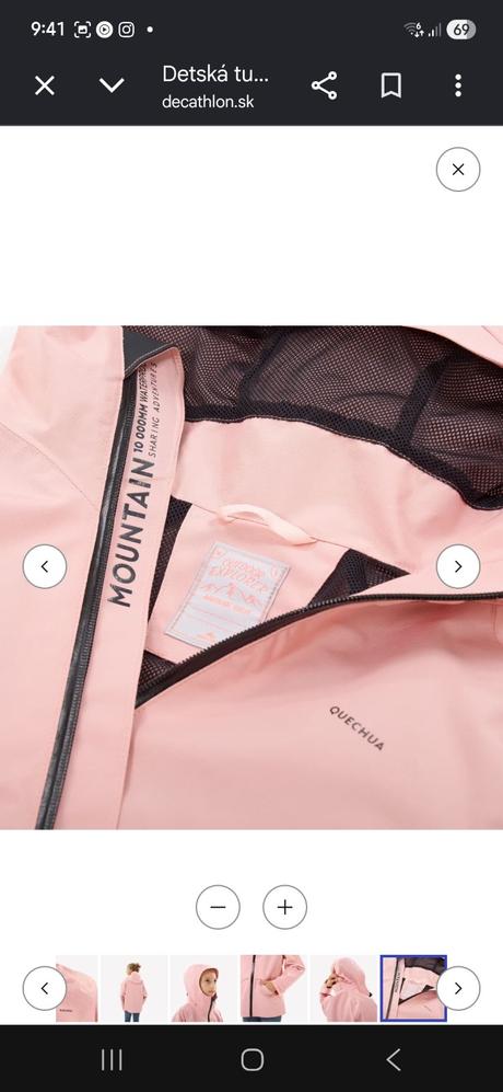 Turistická nepremokavá bunda top stav, quechua,134