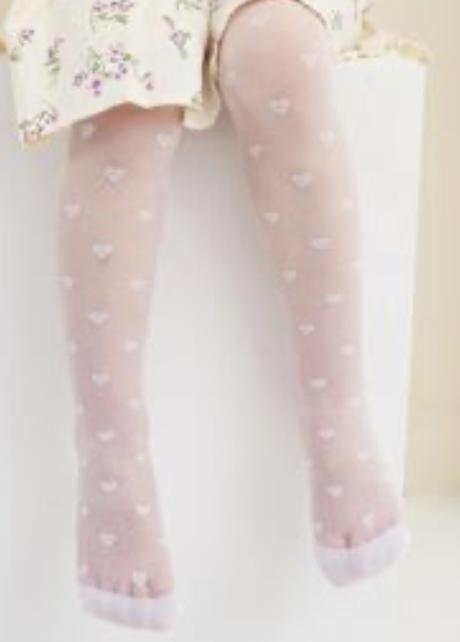 Dievčenské biele silónky so srdiečkami, 