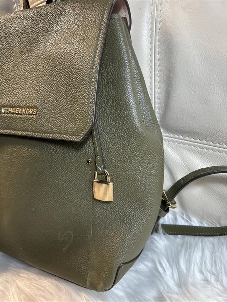 Kožený ruksak, batoh michael kors hayes khaki, michael kors