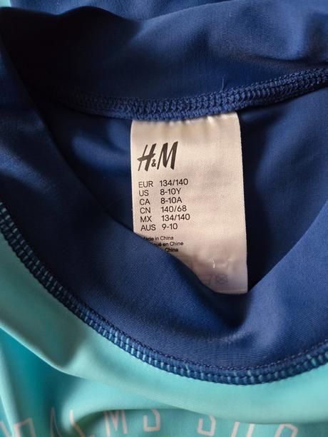 Hm plavkove tričká spf50 2ks velkost 134/140, h&m,134