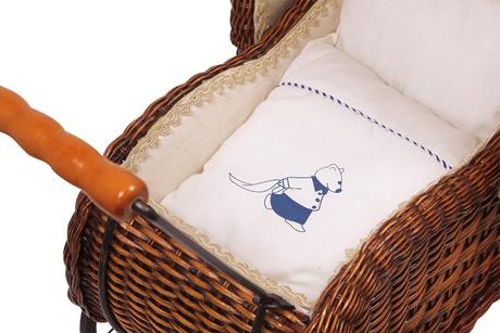 Small foot prútený kočík pre bábiky elisabeth,