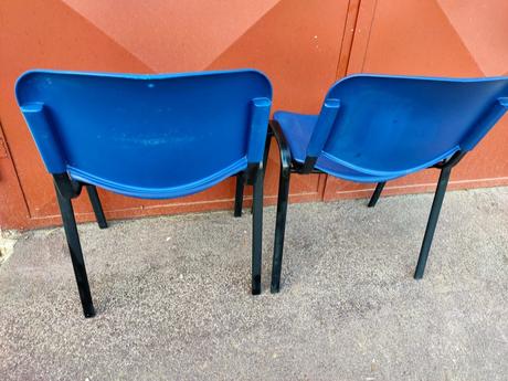 Konferenčné stoličky, modré, kovový rám, 2 ks,
