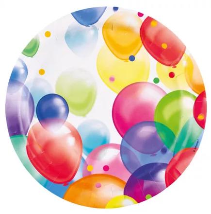 Papierový tanier 23cm balóny 01 - skladom, 