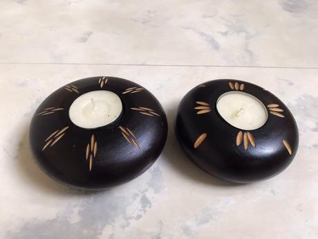 Naturálne drevené svietniky 2 ks,